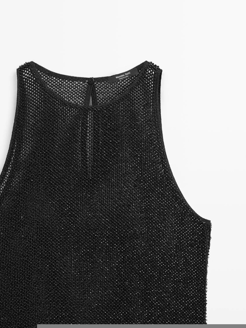 Прозрачный топ с бисером в тон