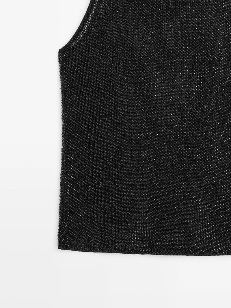 Прозрачный топ с бисером в тон