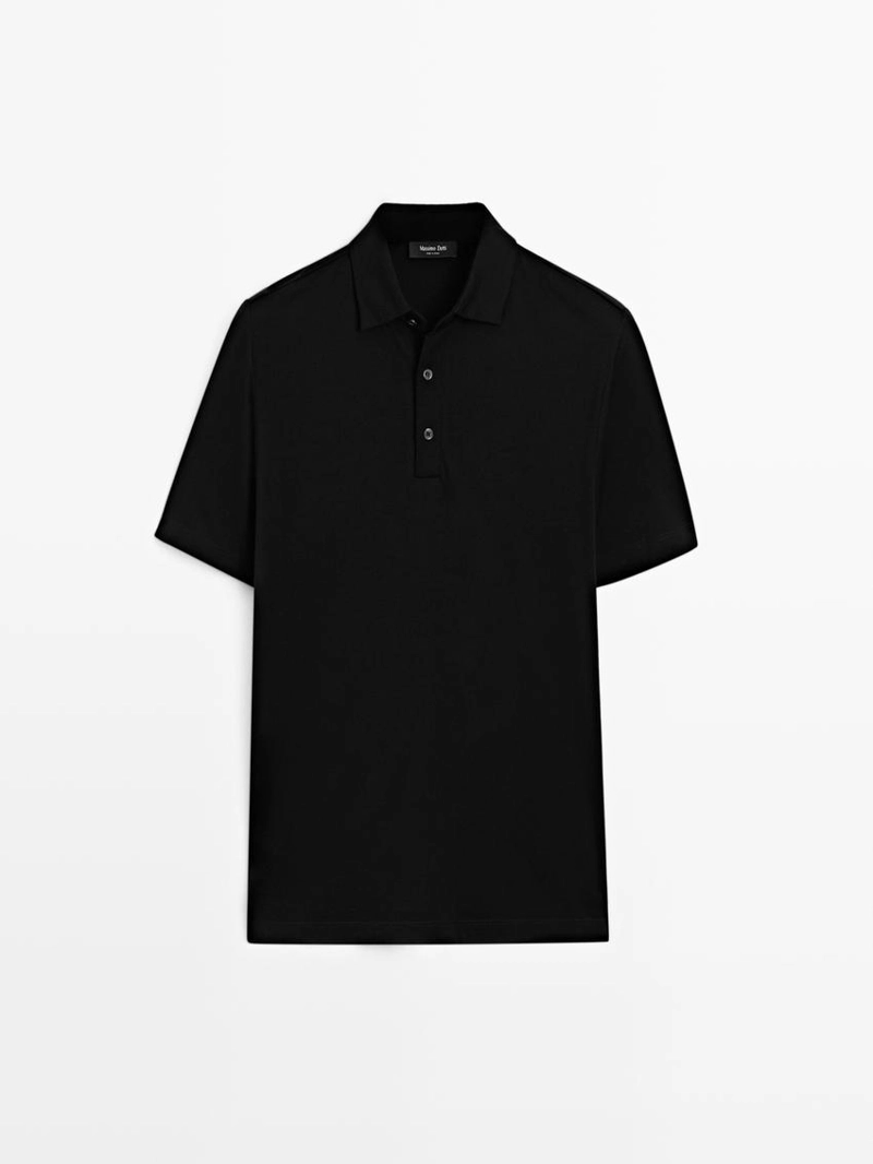 Поло из шерстяной смеси с коротким рукавом