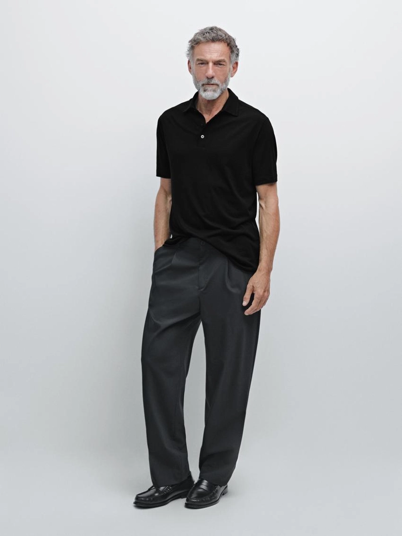 Поло из шерстяной смеси с коротким рукавом