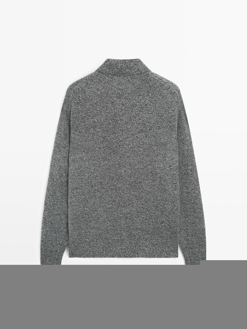 Свитер-поло из вязаного шерстяного меланжа