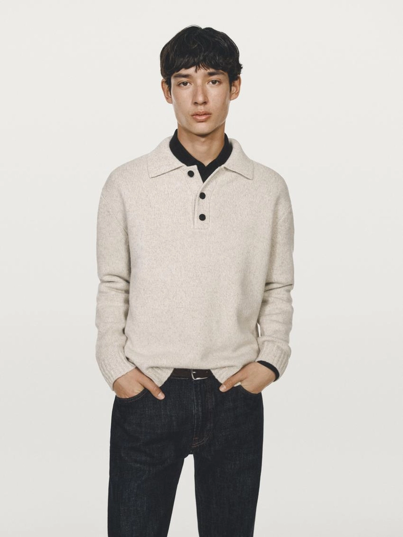 Поло свитер из 100% шерсти