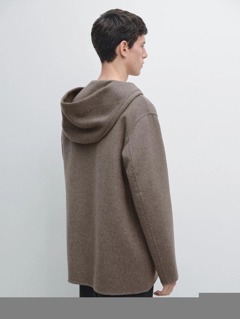Пальто из шерстяной смеси с капюшоном