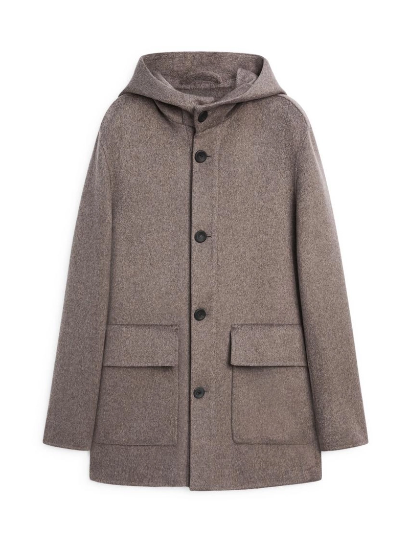 Пальто из шерстяной смеси с капюшоном