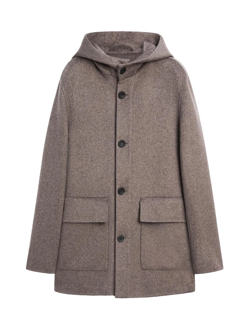 Пальто из шерстяной смеси с капюшоном