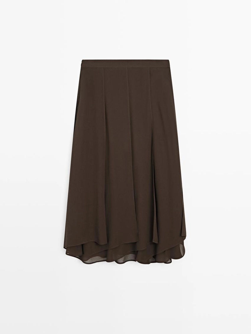 Юбка миди со шлейфом и оборками