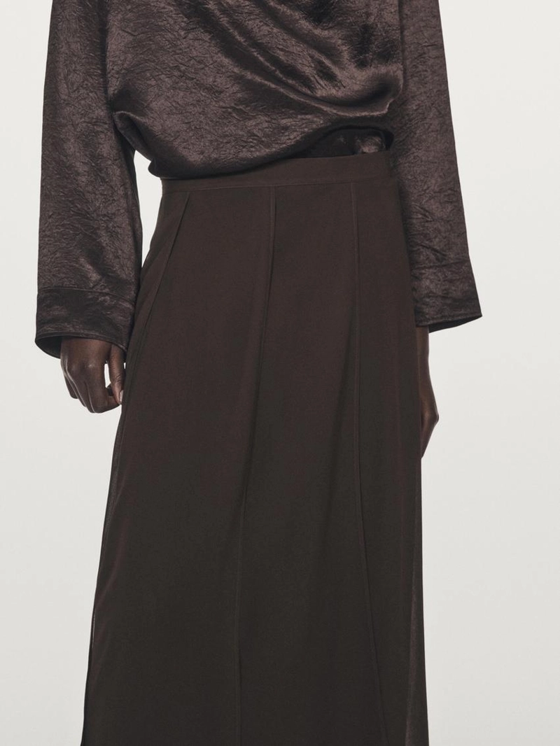 Юбка миди со шлейфом и оборками