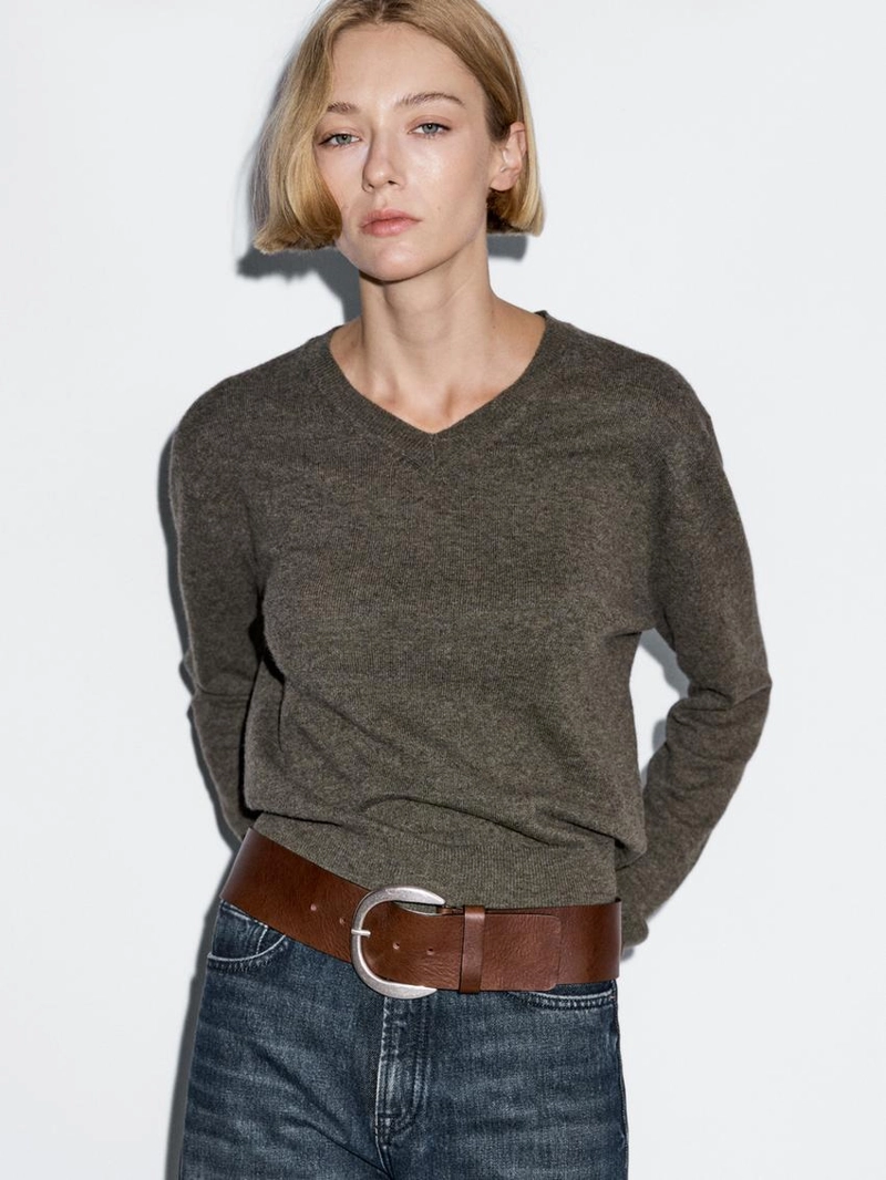 Широкий ремень из натуральной кожи nappa