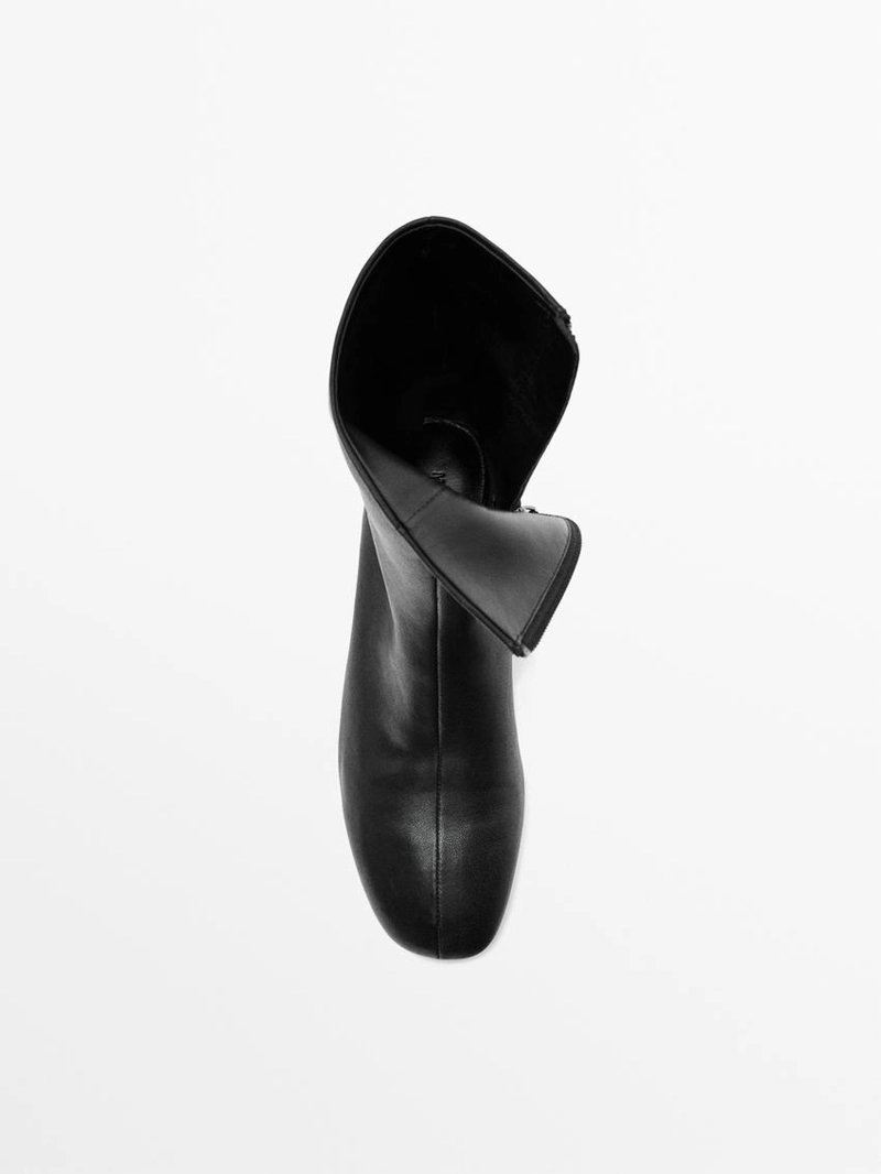 Кожаные ботильоны на каблуке