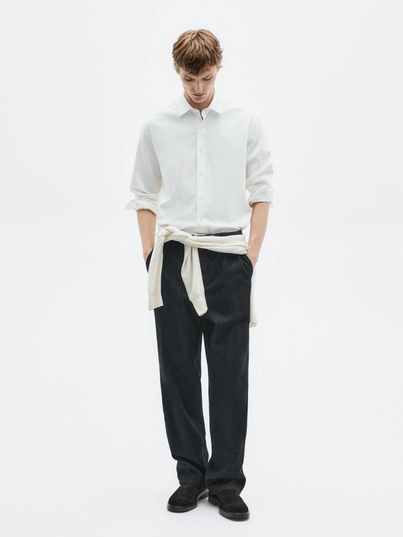 Рубашка из хлопкового смесового материала regular fit - limited