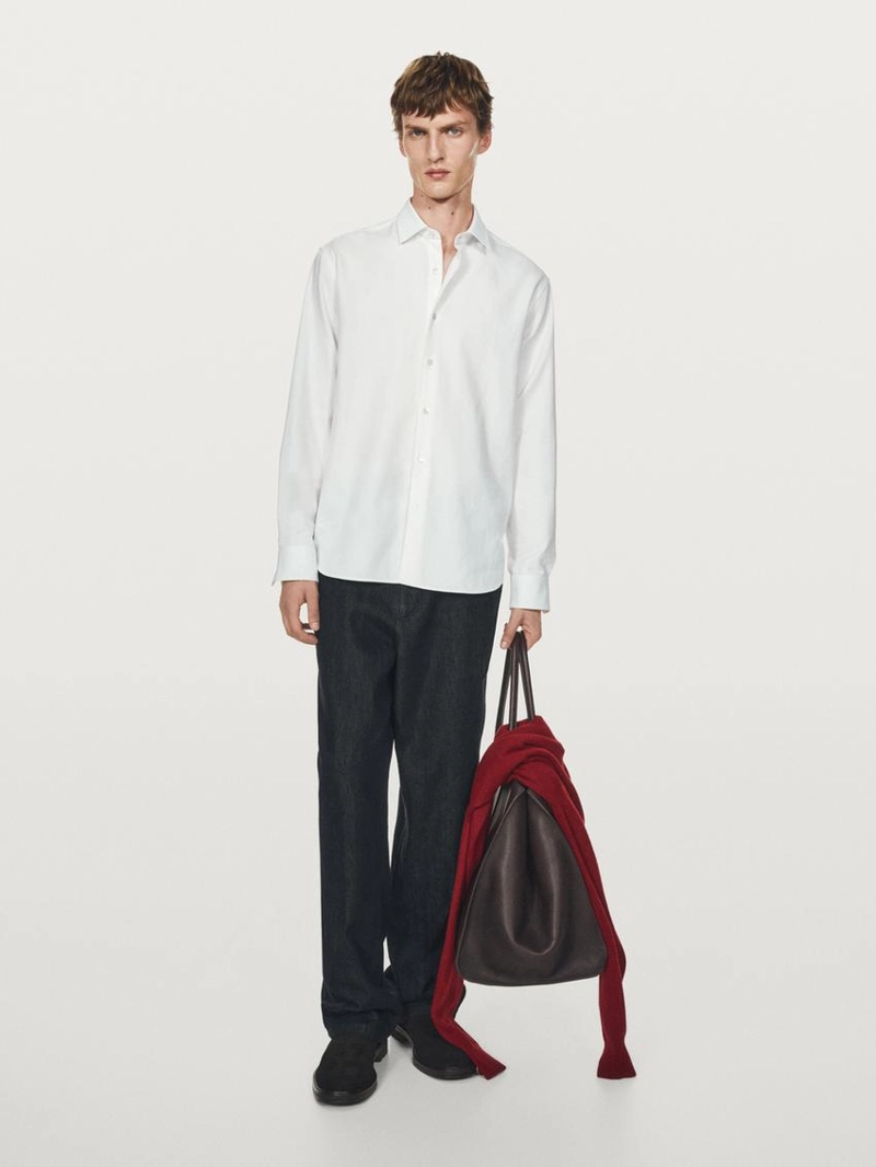 Рубашка из хлопкового смесового материала regular fit - limited