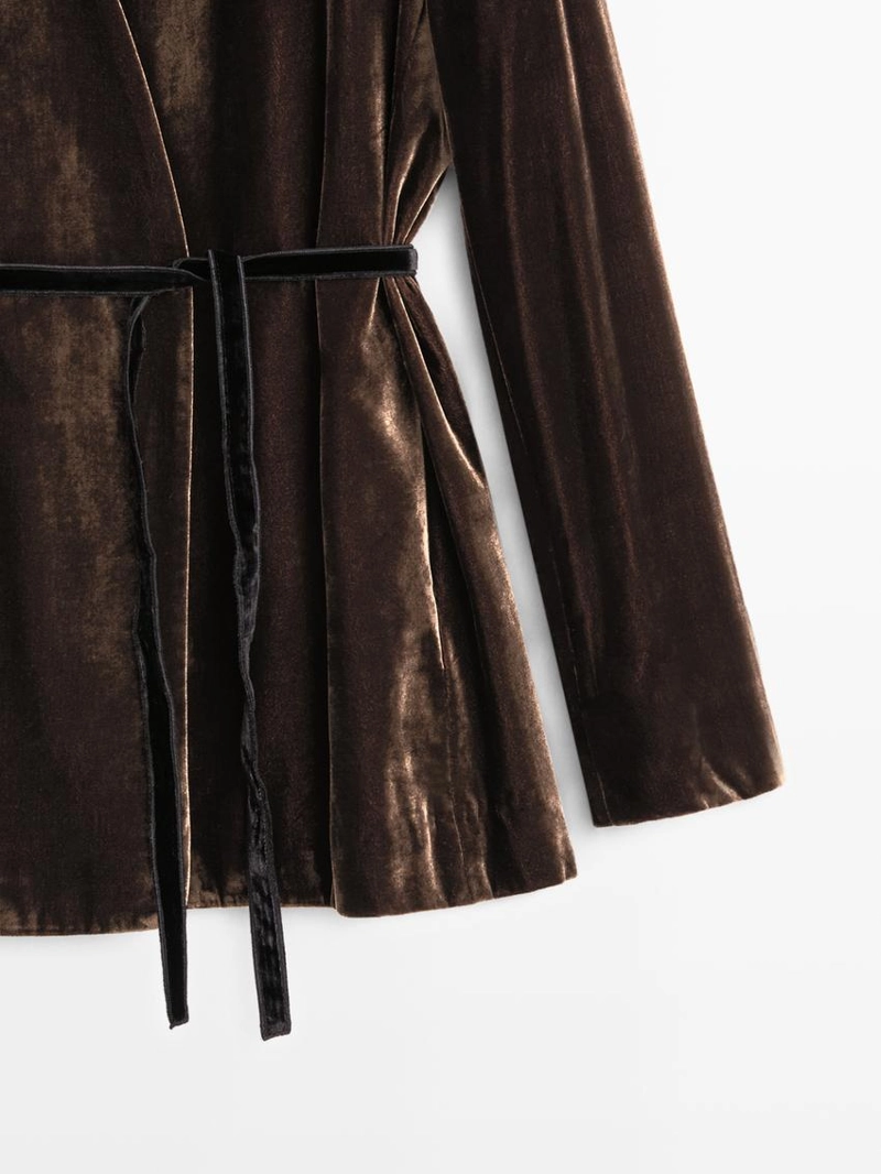 Куртка из вельвета с завязкой на бант