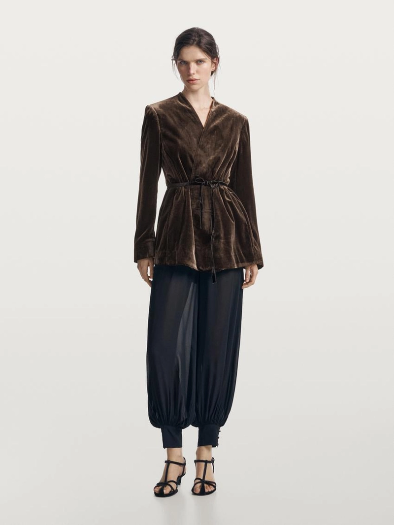 Куртка из вельвета с завязкой на бант