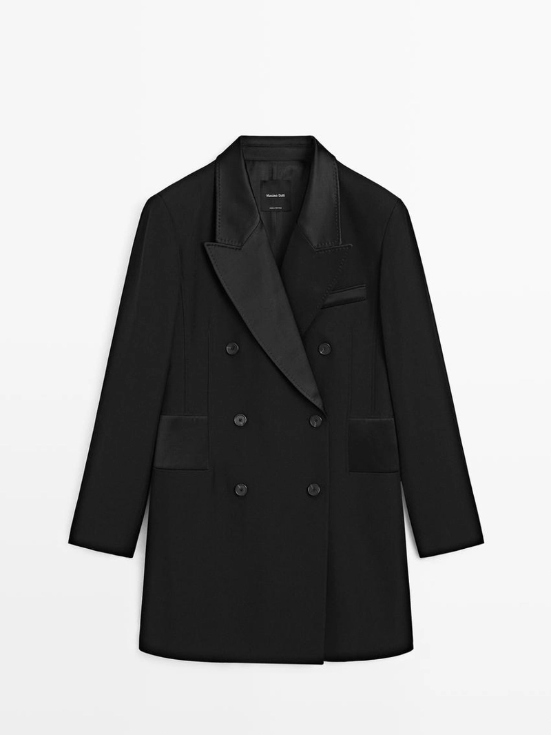 Платье в стиле блейзер с атласными деталями