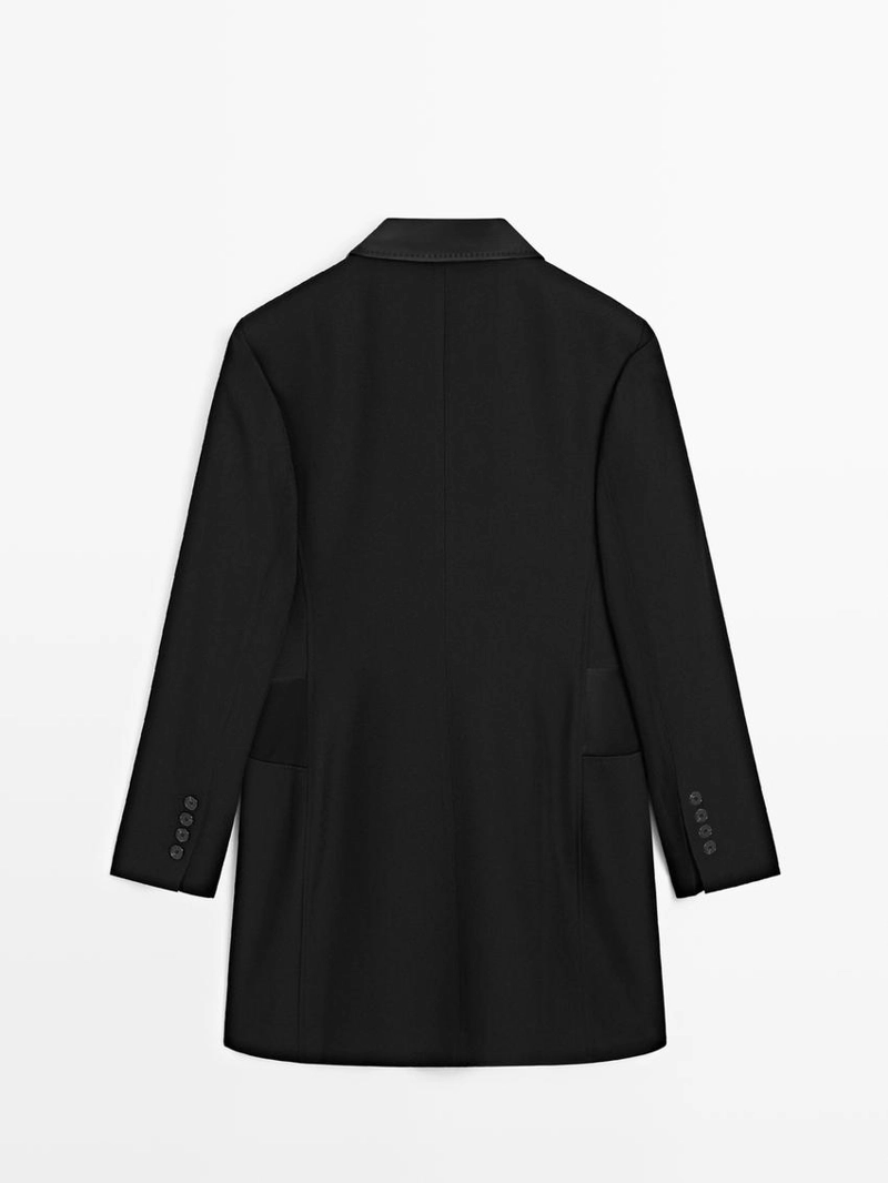 Платье в стиле блейзер с атласными деталями