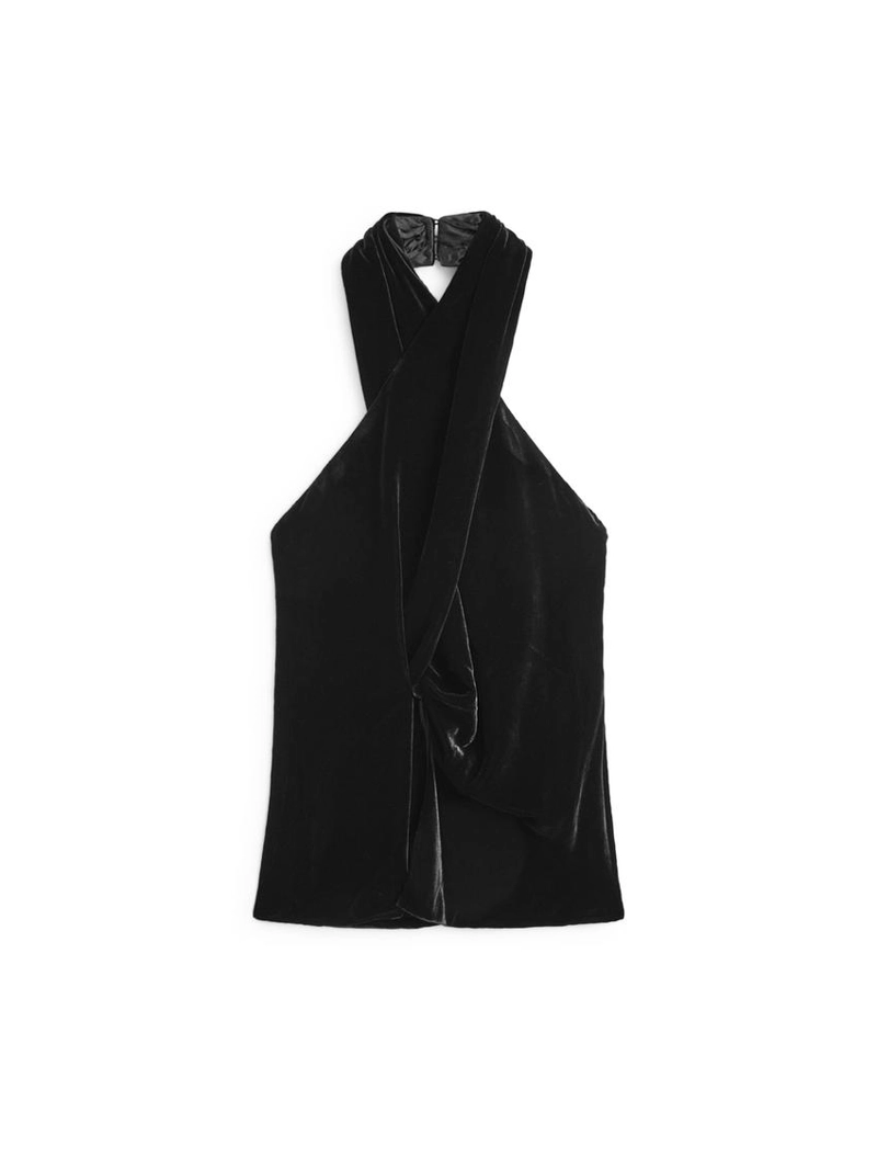 Топ с открытыми плечами из вельвета