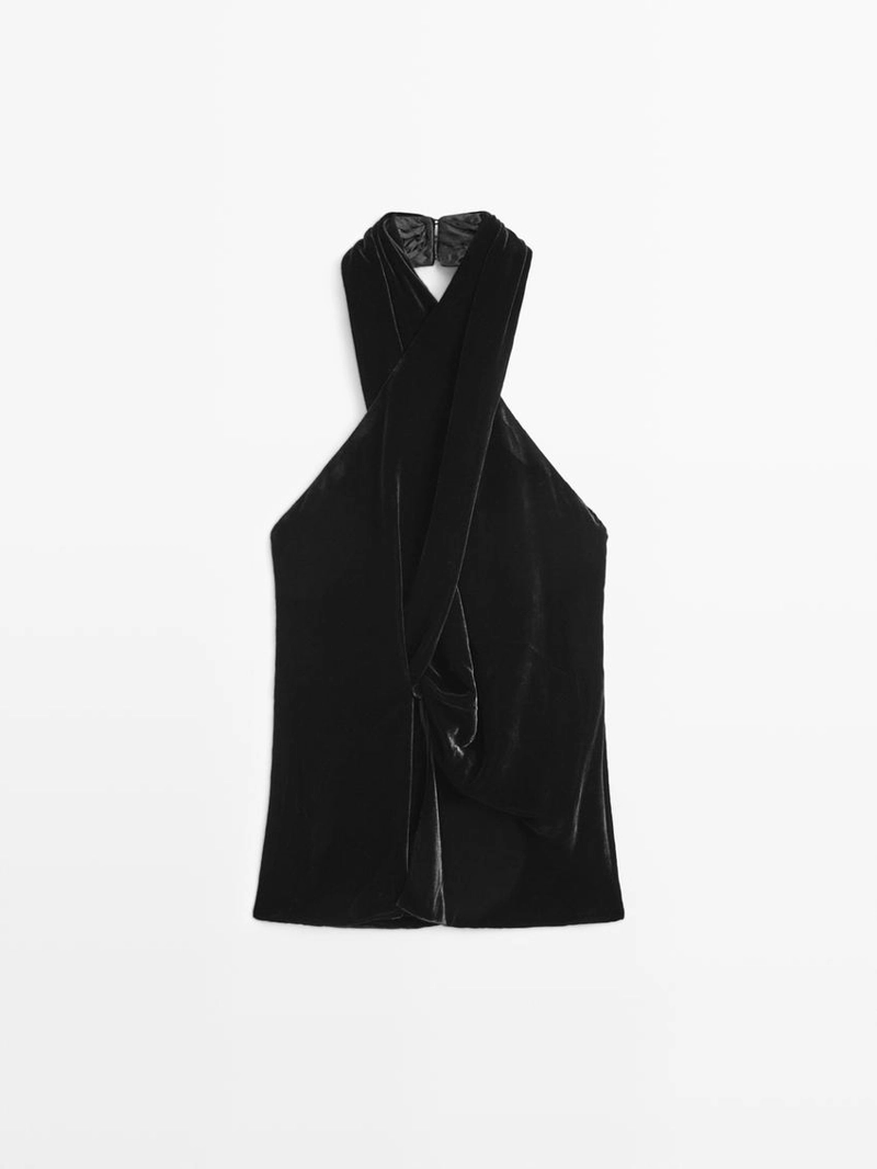 Топ с открытыми плечами из вельвета