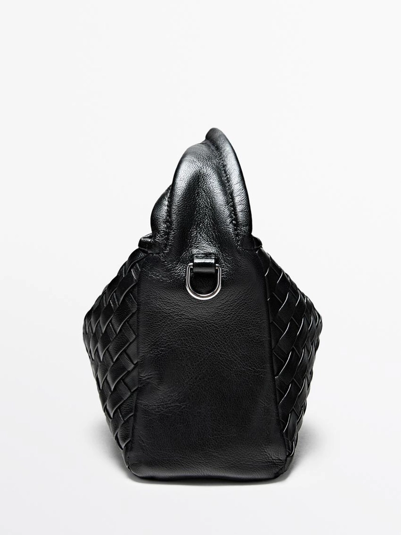 Мини-сумка из плетеной натуральной кожи