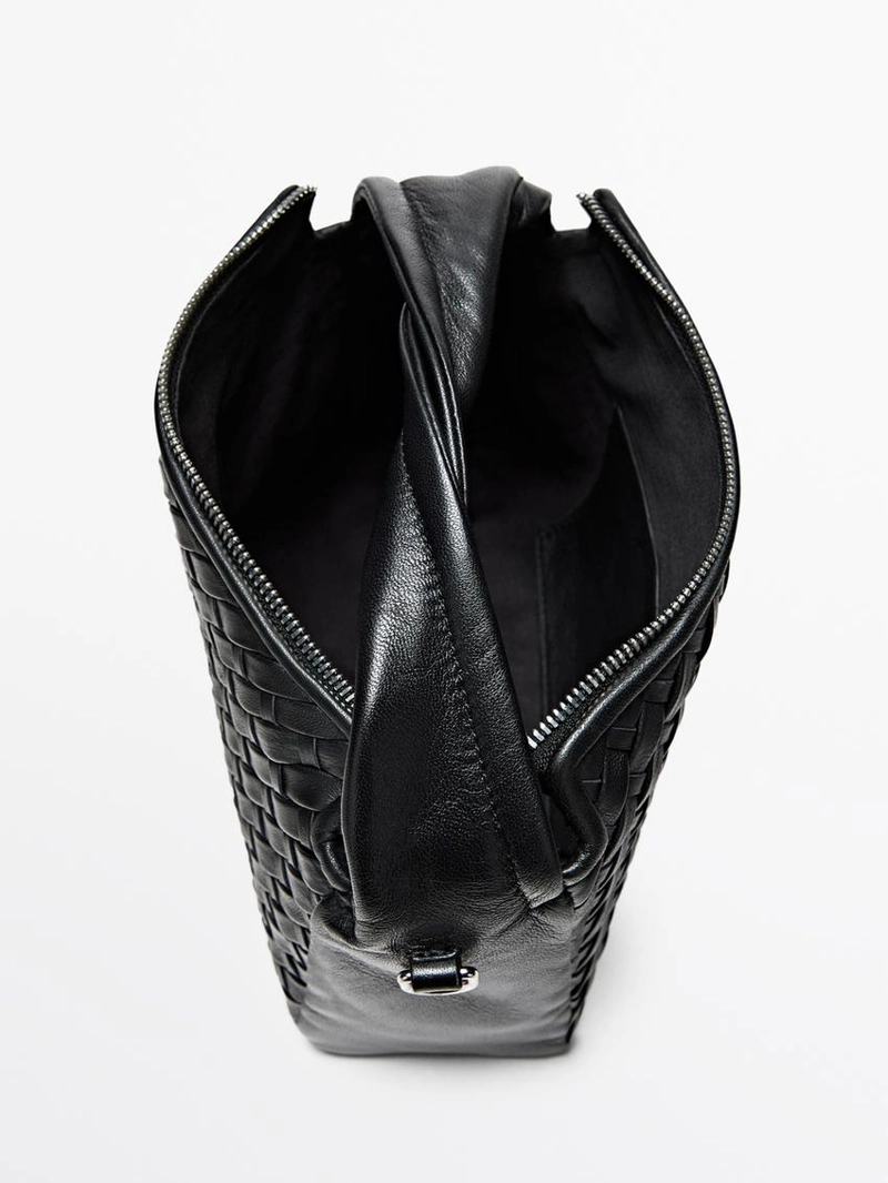 Мини-сумка из плетеной натуральной кожи