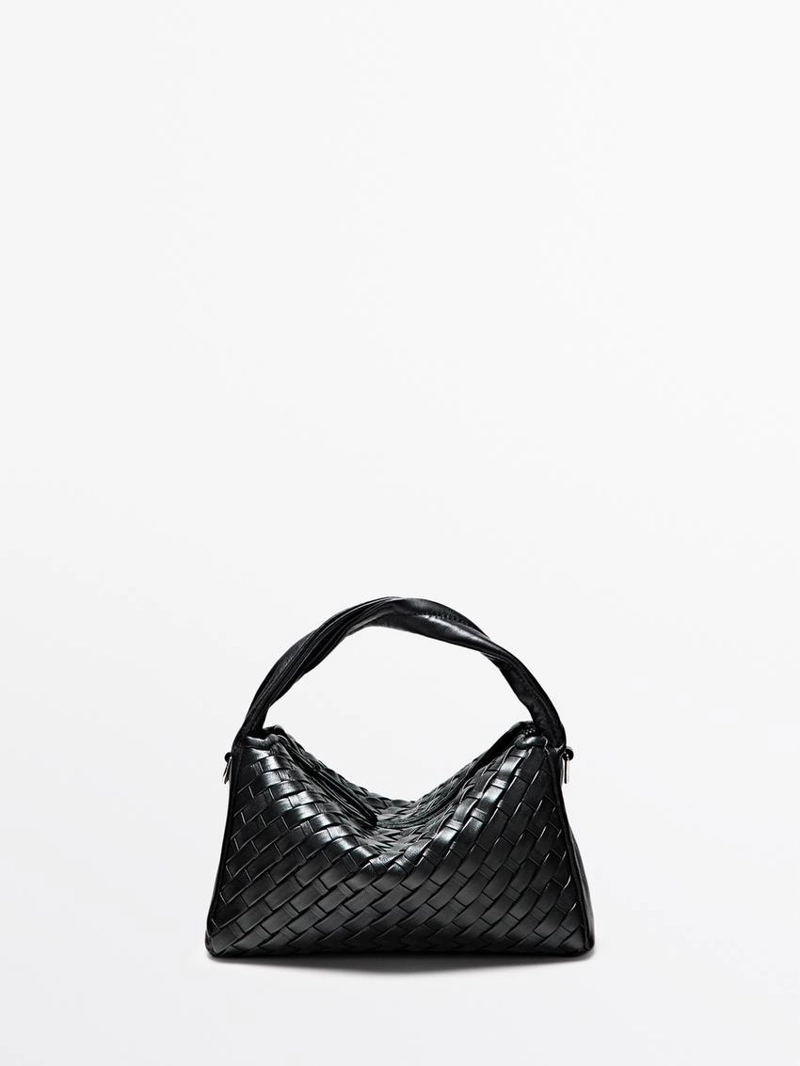 Мини-сумка из плетеной натуральной кожи