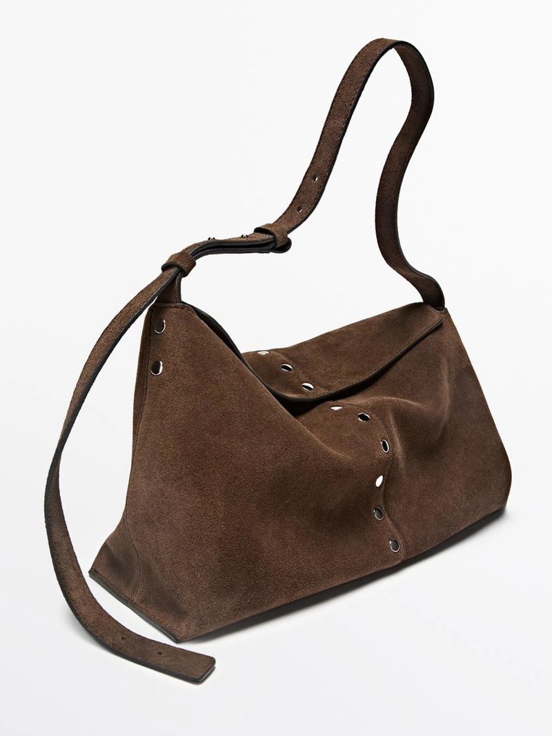 Сумка-ведро из замши деления кожи