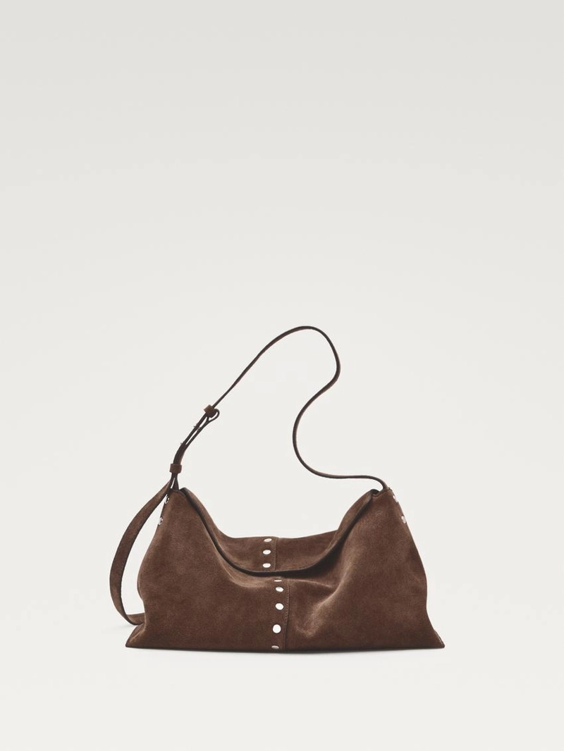 Сумка-ведро из замши деления кожи