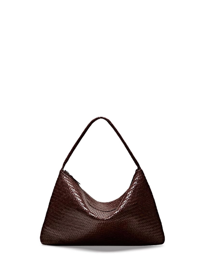 Сумка большая плетеная из натуральной кожи наппа