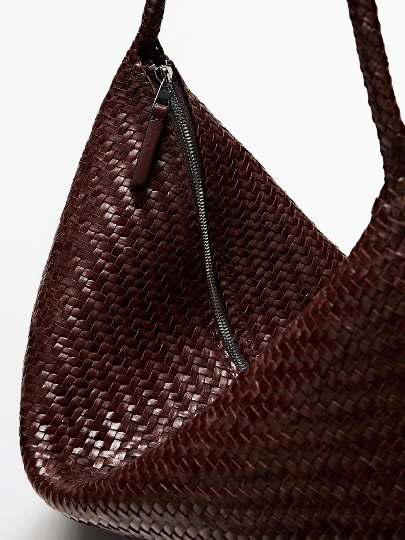 Сумка большая плетеная из натуральной кожи наппа