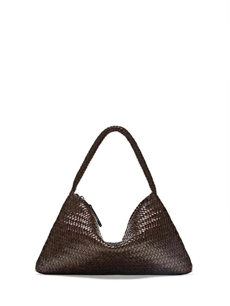 Маленькая плетеная сумка через плечо из кожи