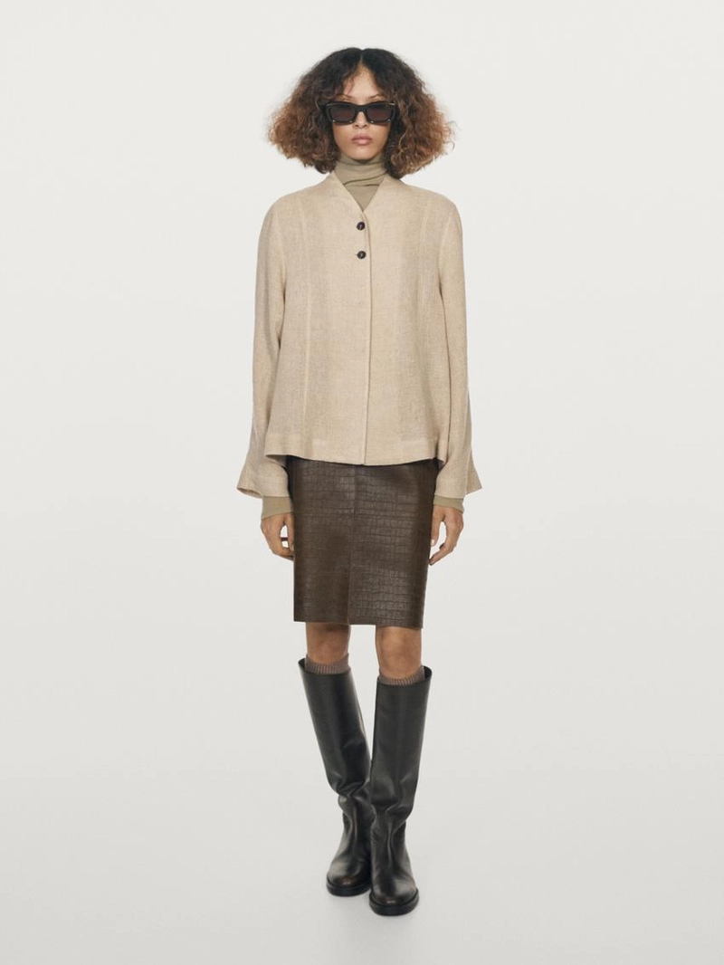 Рубашка-овершерт из шерстяной смеси с видимыми пуговицами