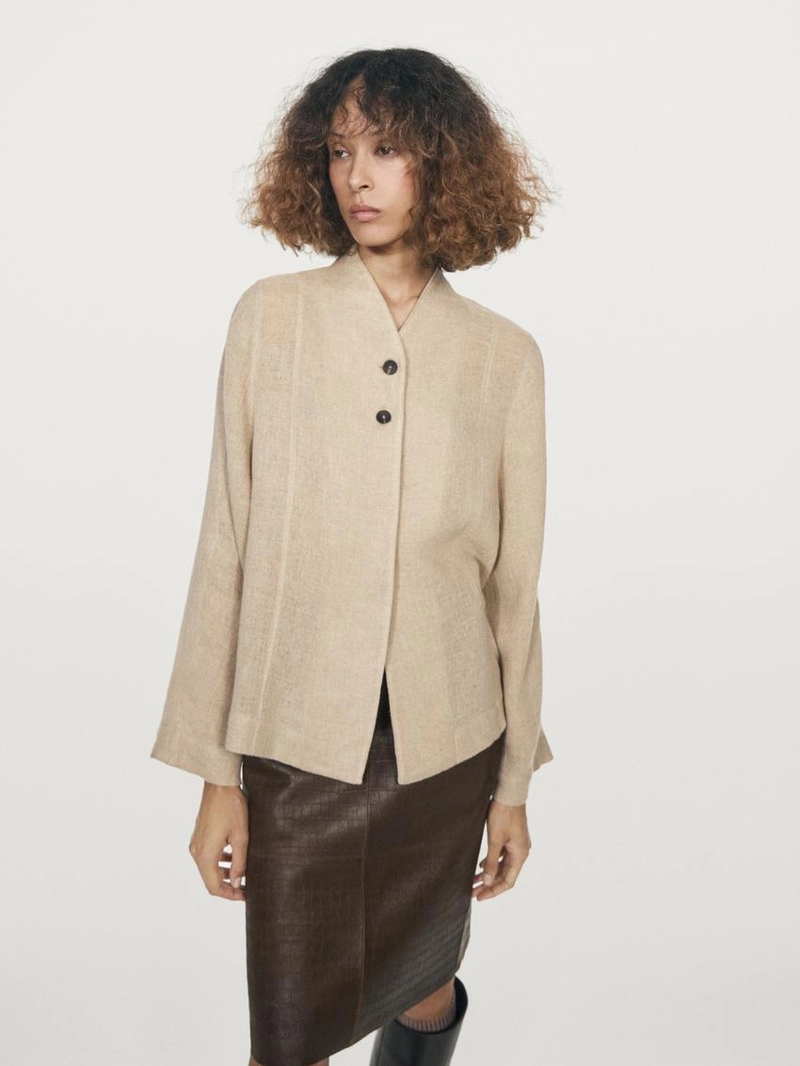 Рубашка-овершерт из шерстяной смеси с видимыми пуговицами