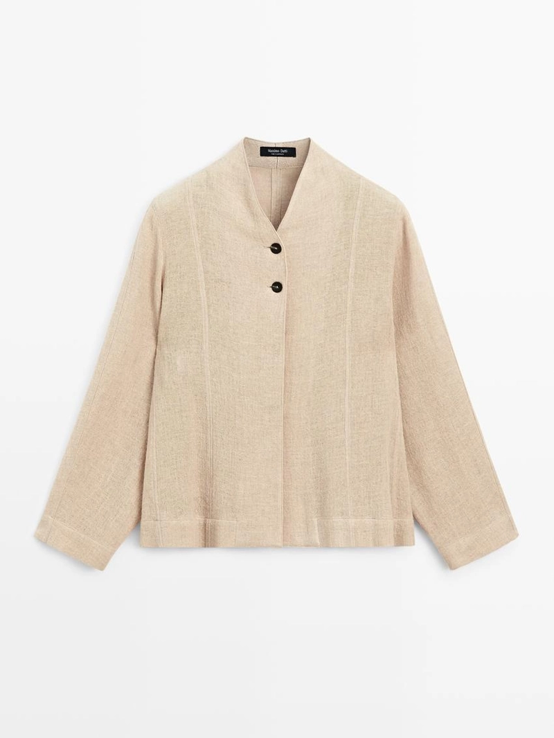 Рубашка-овершерт из шерстяной смеси с видимыми пуговицами