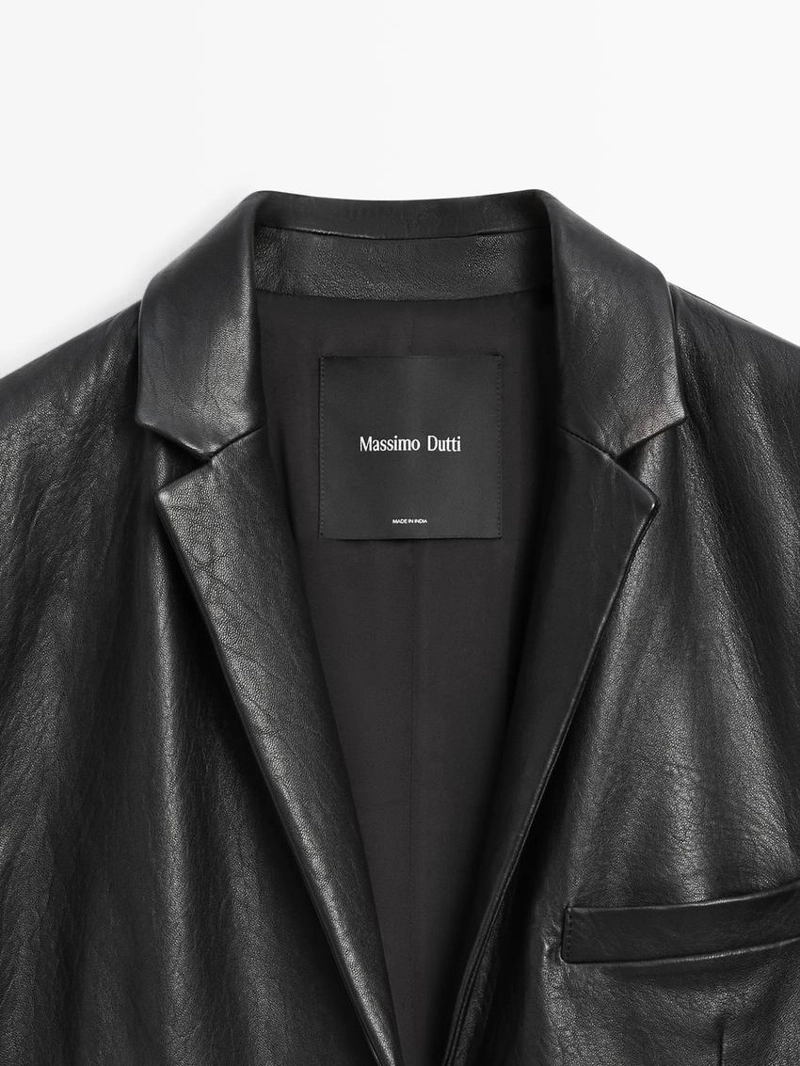 Длинное кожаное пальто из овечьей кожи