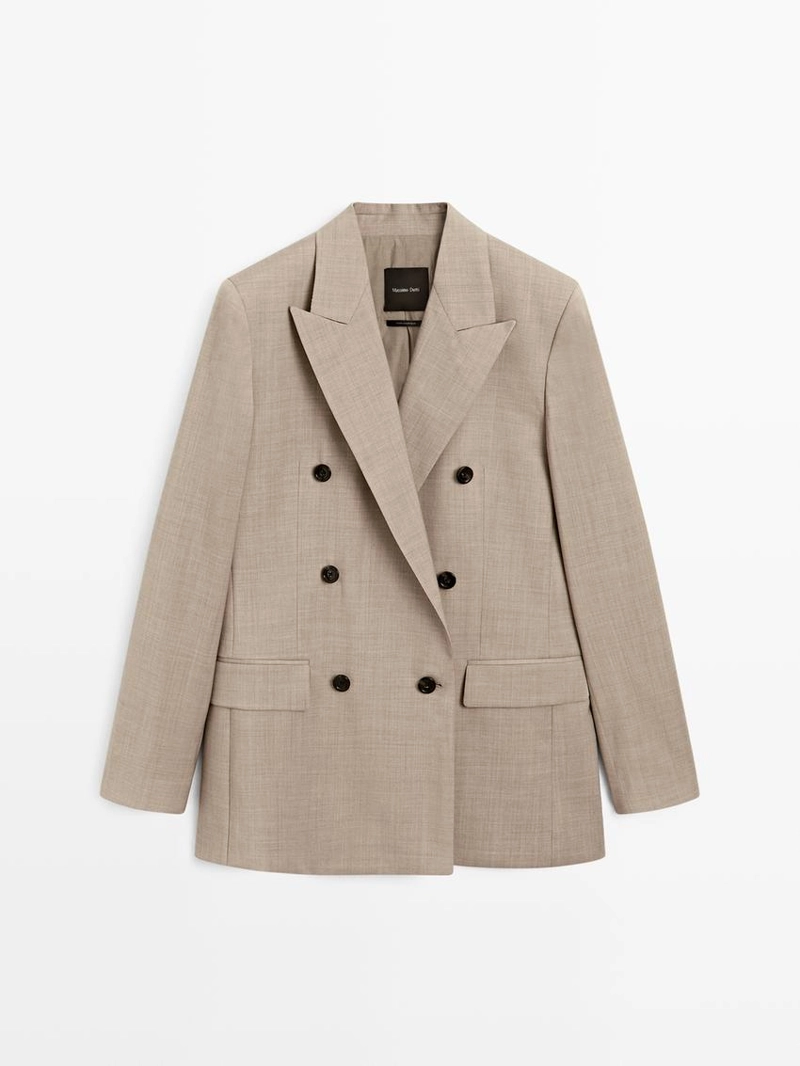 Пиджак из 100% шерсти с двубортной застежкой