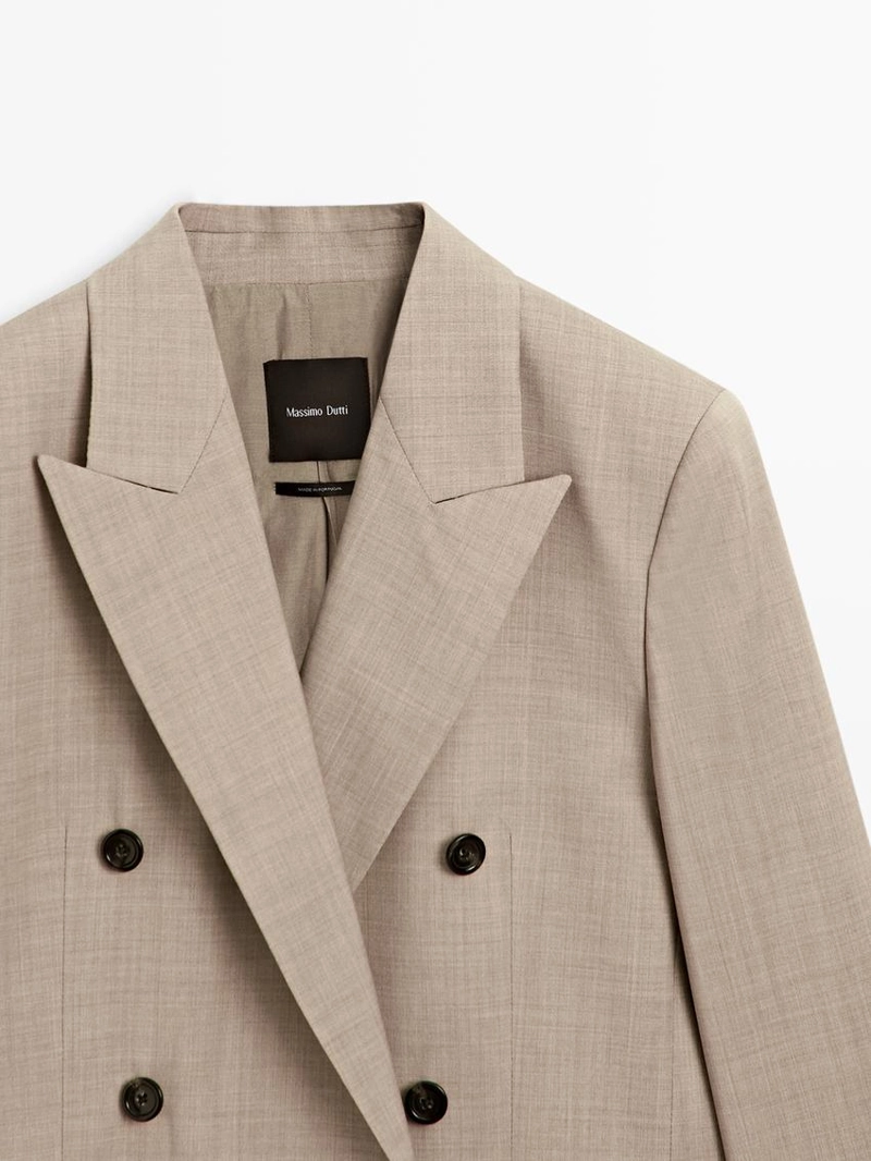 Пиджак из 100% шерсти с двубортной застежкой