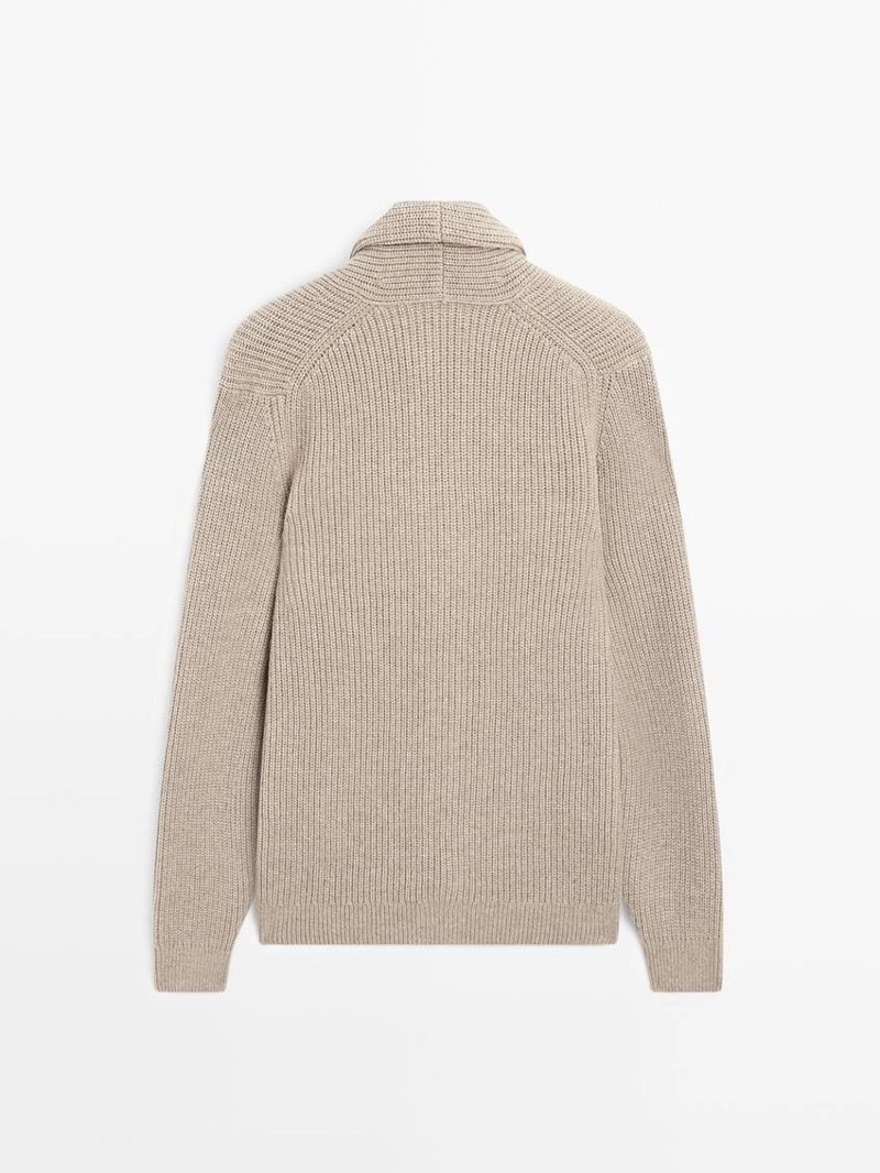 Кардиган с воротником из трикотажа