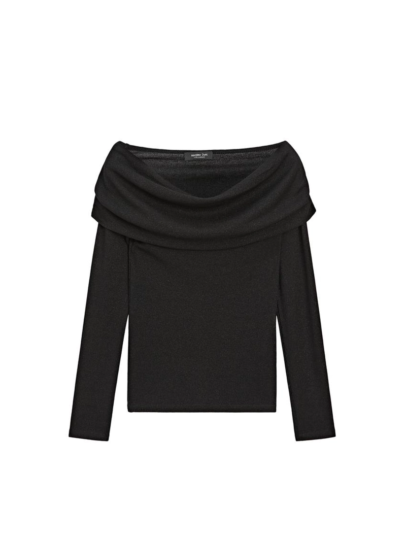 Лонгслив с ребристыми полосками и металлическим блеском