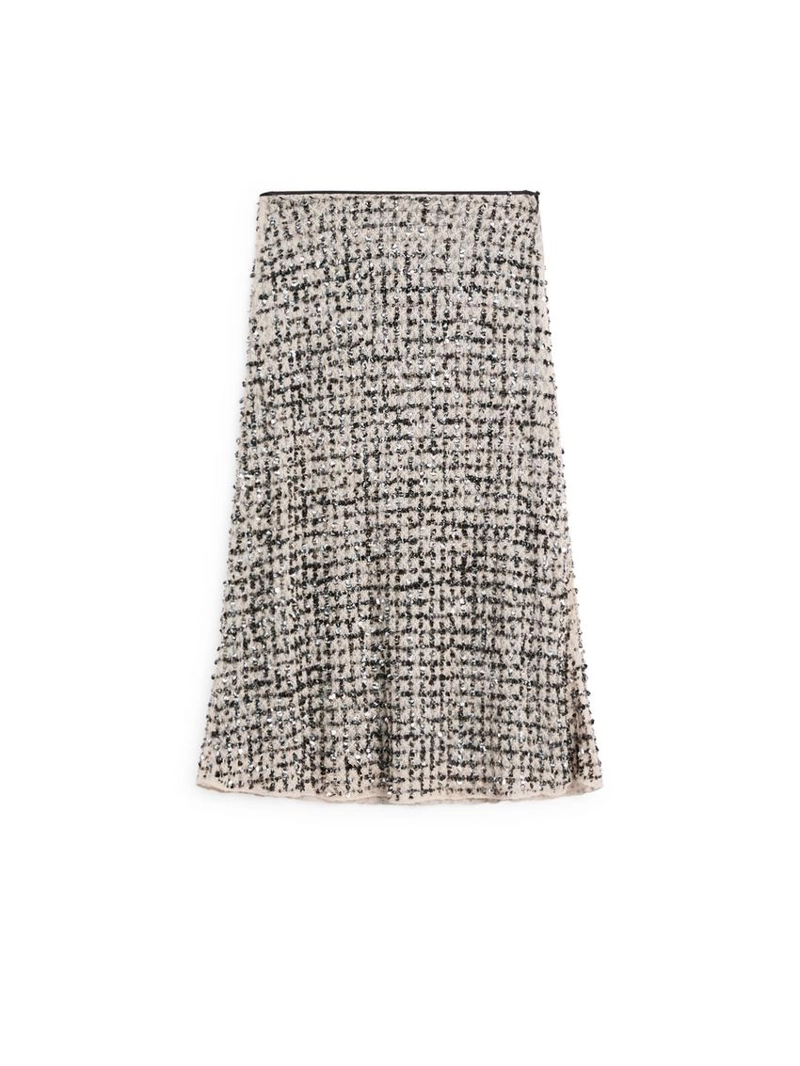 Юбка-миди с вышивкой и стразами