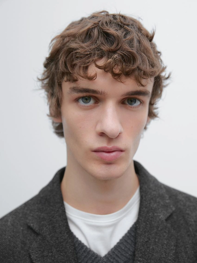 Пиджак из шерстяно-хлопковой смеси в мелком рисунке ёлочка