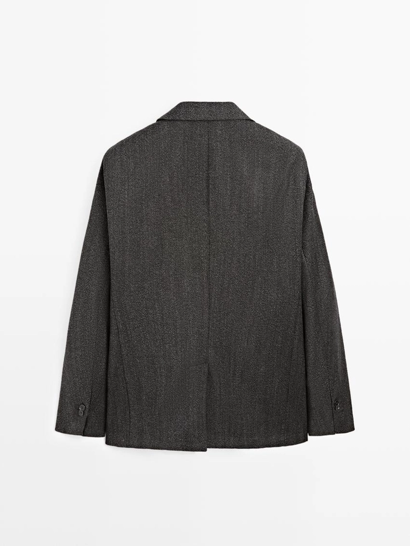 Пиджак из шерстяно-хлопковой смеси в мелком рисунке ёлочка