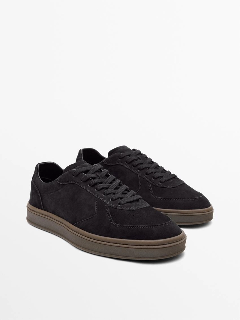 Кроссовки из нубука с контрастной подошвой