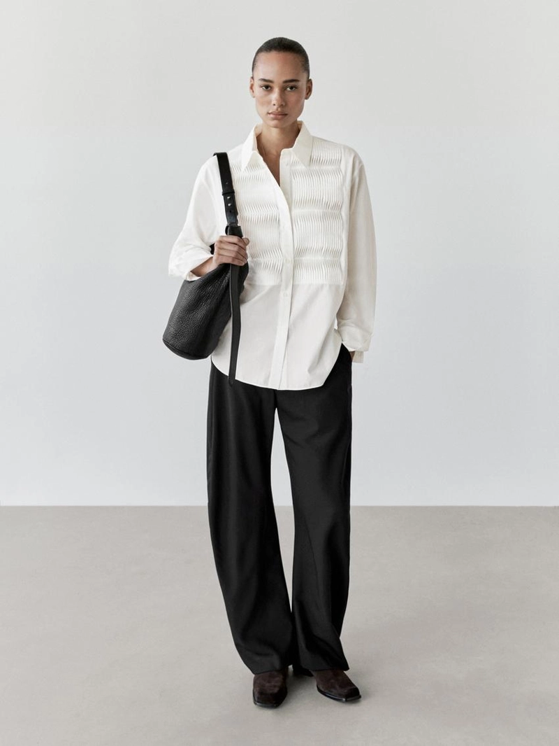 Рубашка из 100% хлопка с деталями на груди