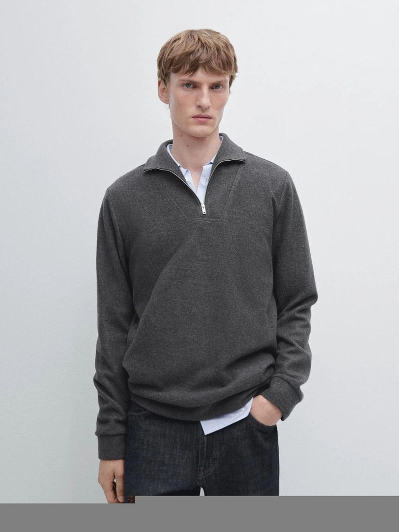 Поло с застежкой на молнии из хлопкового микса