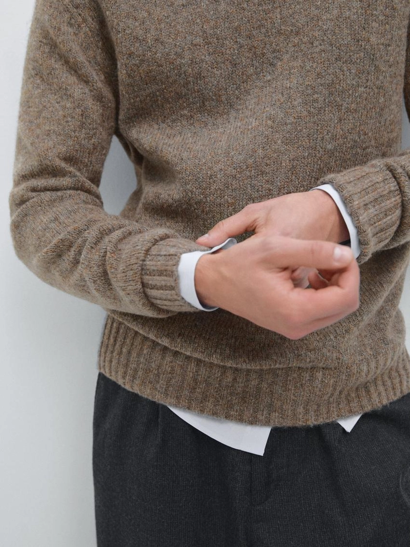 Трикотажный свитер с круглым вырезом из шерстяной смеси