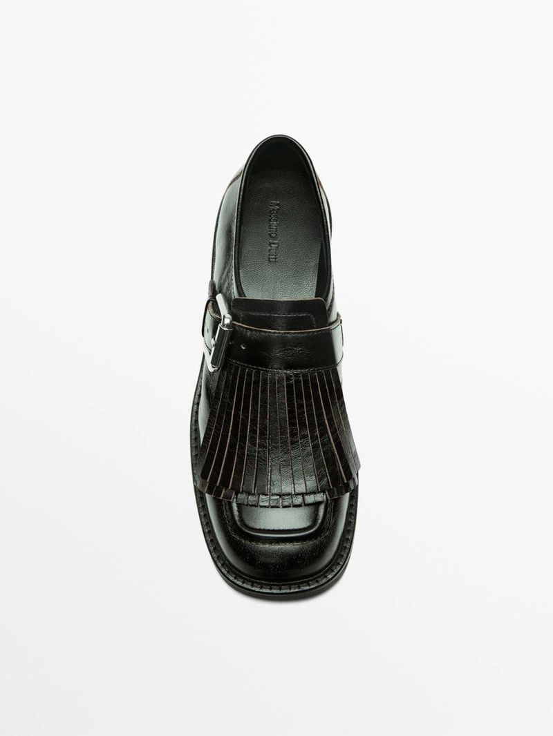 Туфли derby с застежкой на пряжке и бахромой