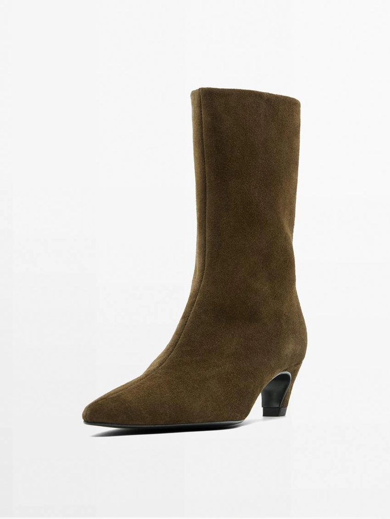 Ботильоны на каблуке из замши