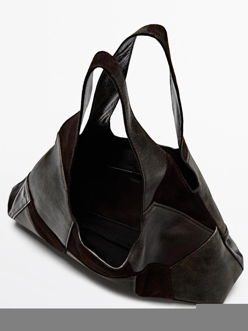 Сумка среднего размера из комбинированной кожи