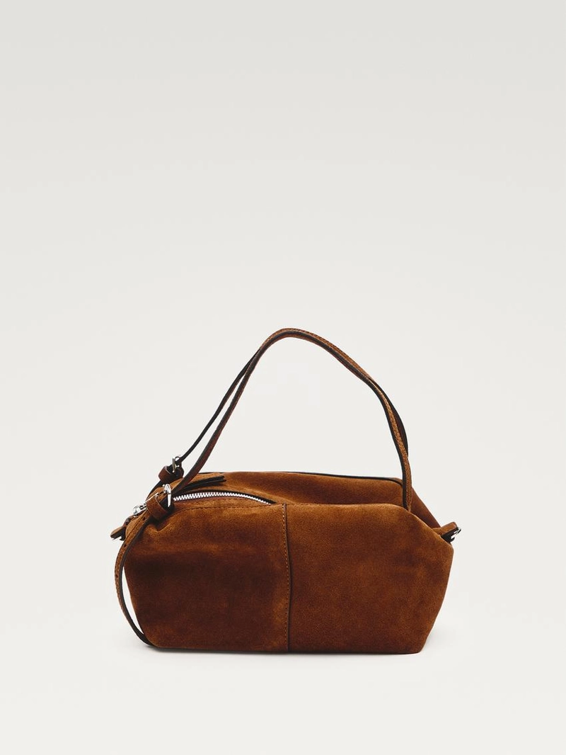 Сумка мини сэтчел из разделанной кожи