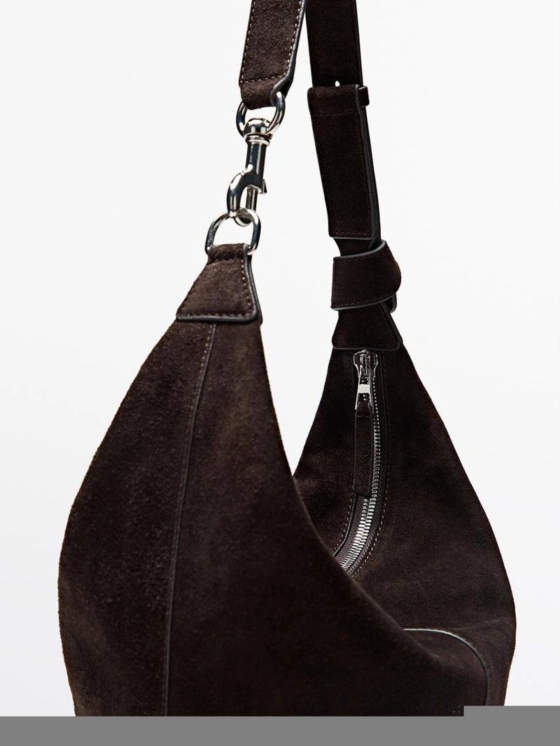 Сумка в виде ведра из замши