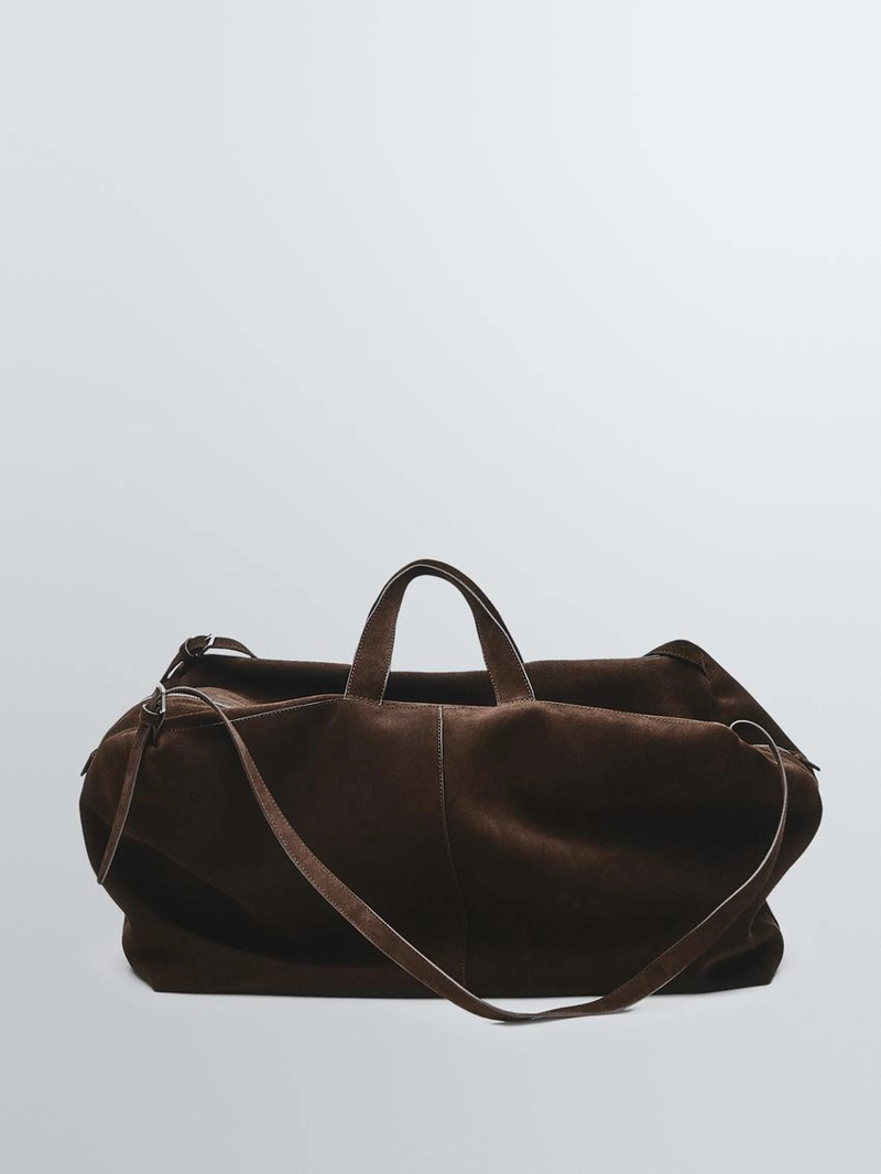 Сумка-мешок из замши и кожи